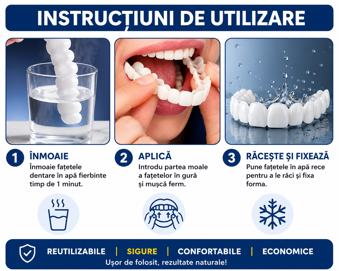 🔥70% REDUCERE🔥DOAR AZI🔥 Zâmbet Perfect în Câteva Secunde | Fațete Dentare Superioare și Inferioare