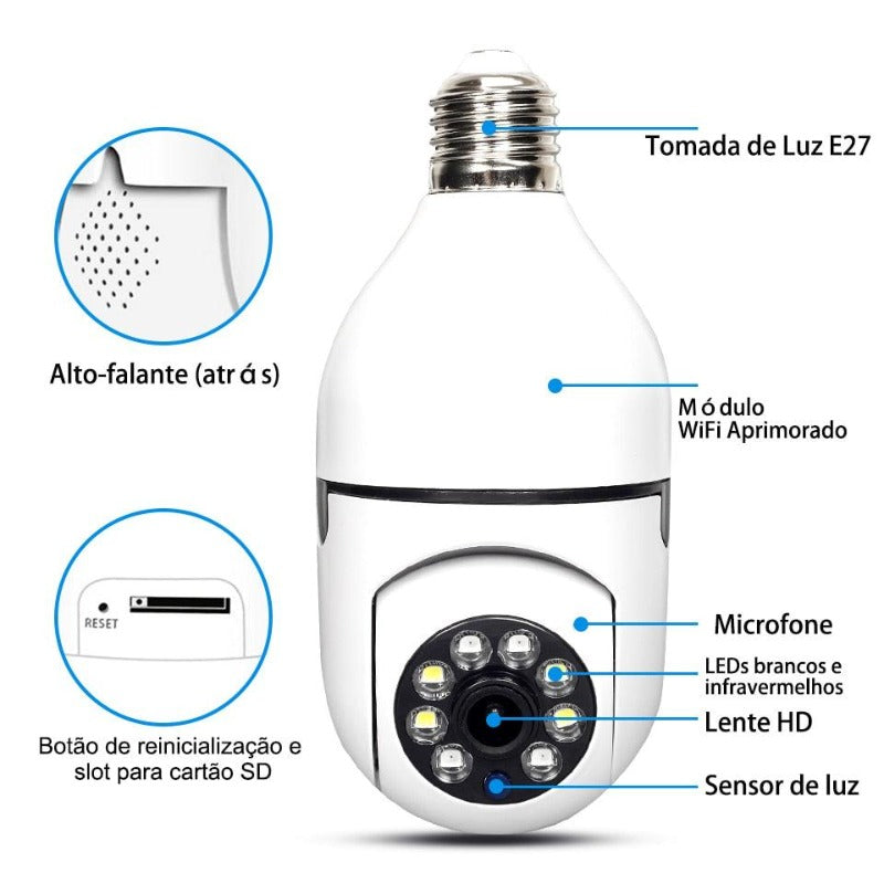 Câmera IP Lâmpada WiFi com Visão Noturna Favoritoz Bivolt